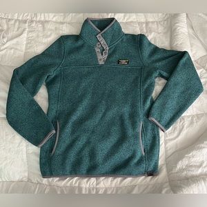 L.L. Bean Woman’s pullover fleece sweater, teal, medium, 100% polyester